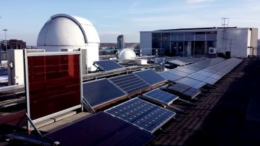 Solar panels on top of the Hicks Building