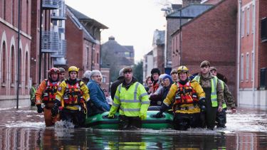British soldiers and mountain rescue teams evacuated people in York 2015