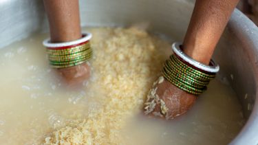 Close-Up Of Woman Preparing Food - stock photo taken in Delhi, India