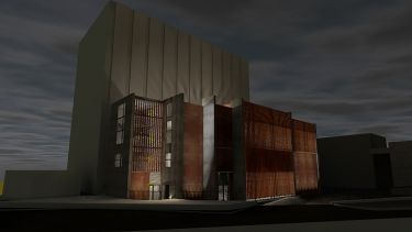 An image of what the external of The Transformer will look like at night