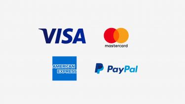 Payment methods include VISA, Mastercards, American Express and PayPal