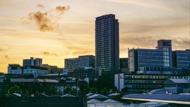 Sheffield city skyline at dusk