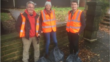 green impact team on a litter pick