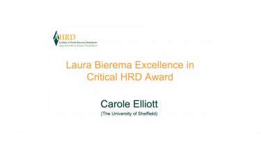 Carole Elliot wins the Laura Bierema Excellence in Critical HRD Award