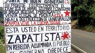 Zapatistas Territory sign in Chiapas, Mexico