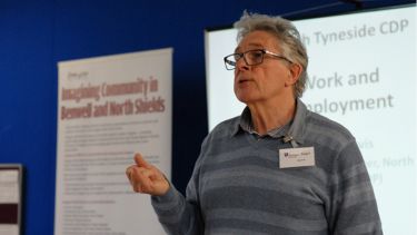 A person speaking at the Imagining North Shields Workshop