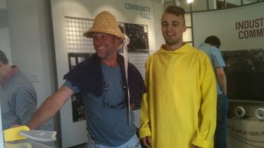 Two people from Patchwork Youth Project at the exhibition