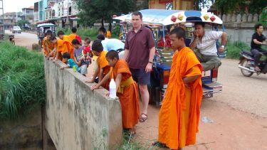 Dye tracing with monks in Vientiane, Laos.
