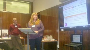 Ruth Taylor, Pendower Good Neighbour Project, giving a presentation