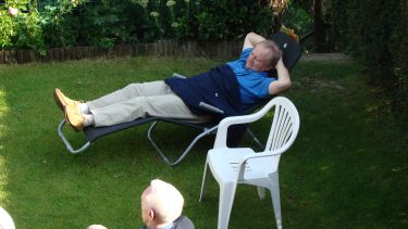 John Maier relaxing in the garden