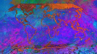 a brightly coloured map of the world 