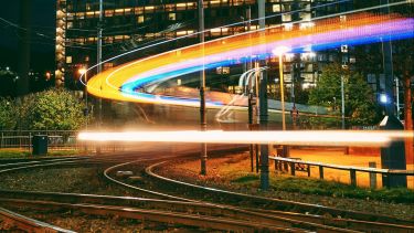 Sheffield at night with traffic light trails