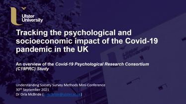 Presentation title slide: Tracking the psychological and socioeconomic impact of the COVID-19 pandemic in the UK
