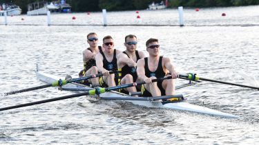 Members of the Men's rowing squad on the water