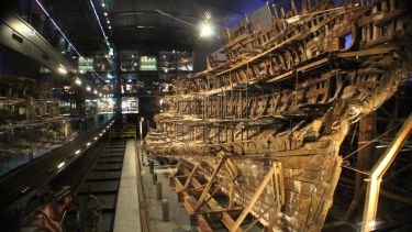 The Mary Rose on display in The Mary Rose Museum