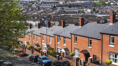 Row of UK houses in a city