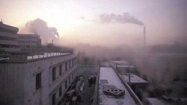 An image of a foggy morning on a roof top