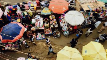 Overhead view of a street market in Africa