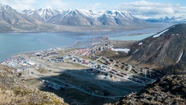 View across Longyearbyen to mountains beyond