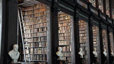 Photograph of library book shelves 