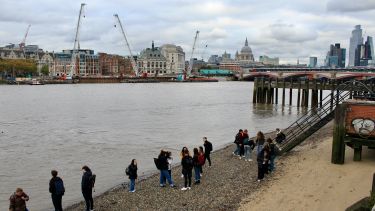 Landscape Architecture students exploring the Thames riverfront