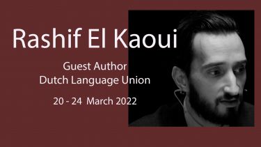 Image of author Rashif El Kaoui and announcement of his stay as guest of Dutch Studies in March 2022