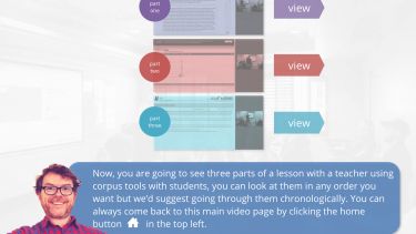 An image showing a slide from interactive content on the course directing participants to teaching videos