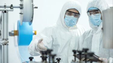 Researchers in cleanroom