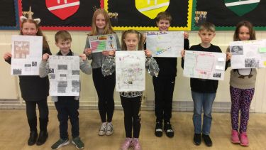 Photo of Dronfield children with their posters