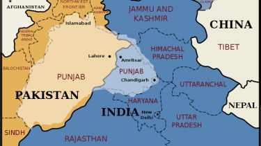A map of the Punjab region in northern India and Pakistan