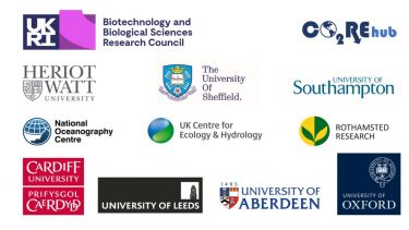 Images of the institutions involved in the UK ERW GGR Demonstrator consortium: University of Sheffield, Heriot Watt, National Oceanography Centre, UK Centre for Ecology & Hydrology, University of Southampton, Rothamsted Research, Cardiff University, University of Leeds, University of Aberdeen and University of Oxford.