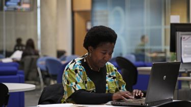 Woman working on her laptop