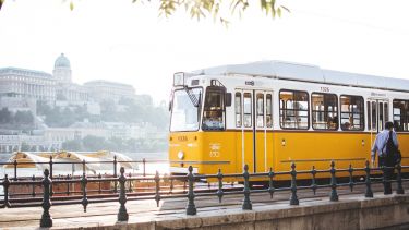 A photo of a tram in Budapest, Hungary