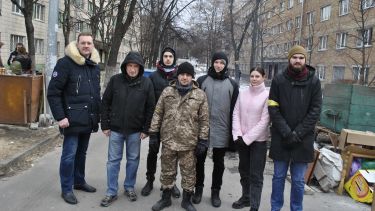 KPI Rector M.Zgurovsky and students defending dormitories