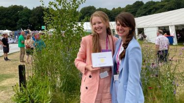 MA Landscape Architecture student Camellia Hayes with her Silver-Gilt medal