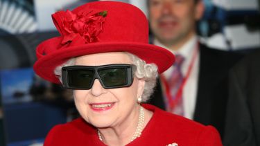Photo of Queen Elizabeth II with VR glasses