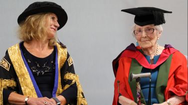Kathleen Roberts sat alongside Chancellor Dame Anne Rafferty