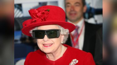 Her Majesty wearing a set of VR glasses to remotely activate a digger and launch building work on our Nuclear AMRC.