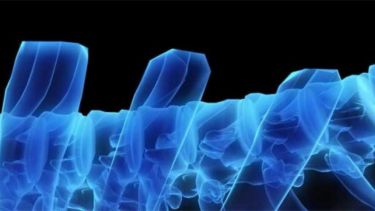 Blue-tinted x-ray of a spinal column on a black background