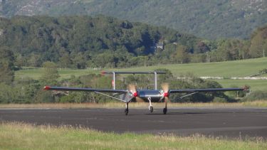 An ULTRA UAV on a runway ready for takeoff
