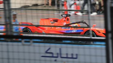 A photograph taken by Kacper of Mahindra driver Oliver Rowland during the Formula E-Prix race
