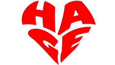 HAGE logo in the shape of a red heart