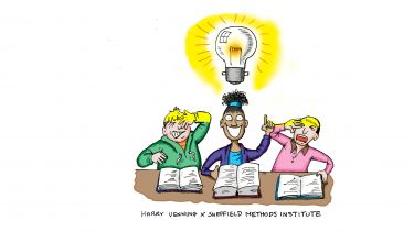A cartoon of student having a Lightbulb moment after academic reading 