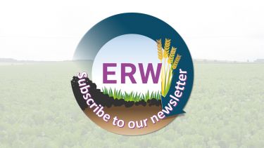 An image showing the ERW logo against a backdrop of fields, with text reading 'Subscribe to our newsletter' within the circular logo