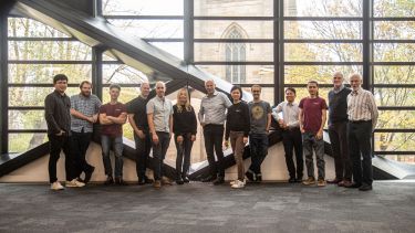 The core team working at Phlux Technology stood inside of the University of Sheffield's Diamond building