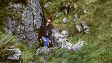 Stephen at the entrance Gank Hole Vein above Carters Mill in Lathkilldale