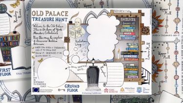 A poster displaying instructions as part of a treasure hunt set within the York Minster