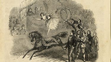 Illustration of equestrian ballerina act