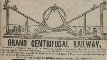 Handbill with illustration of centrifugal railway