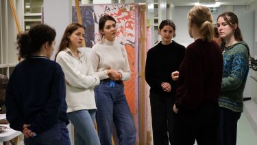 An image of final year history students visiting the Heritage Collections